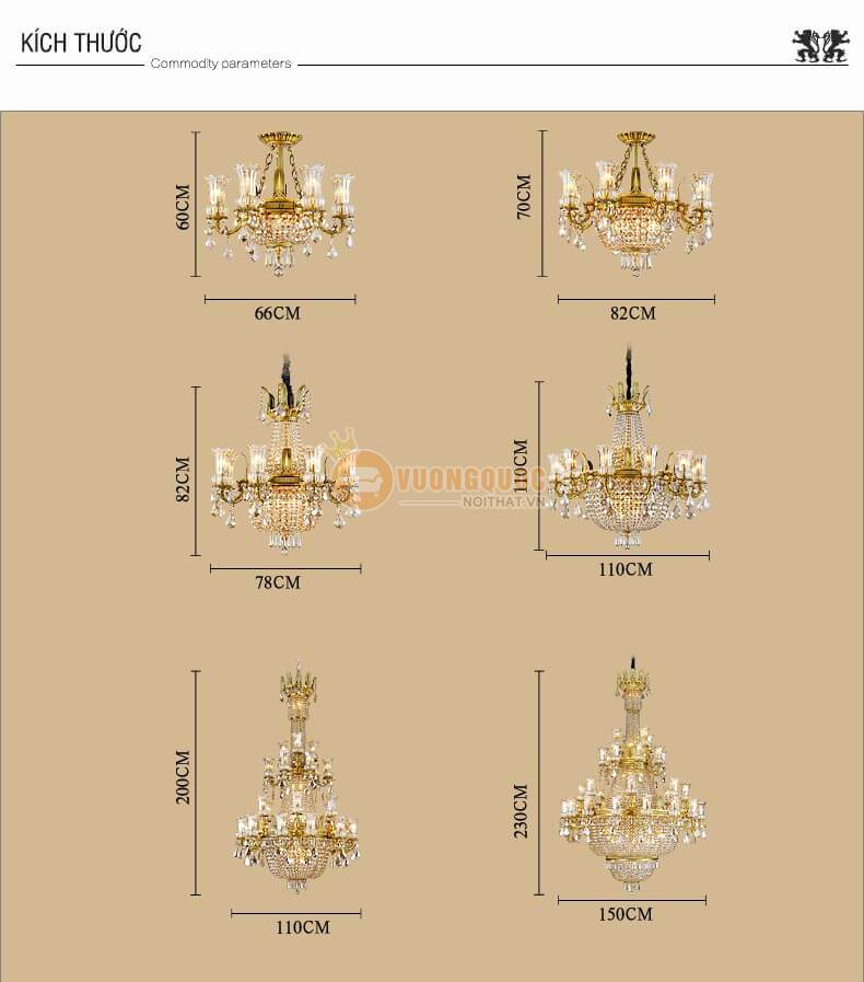 Đèn chùm đồng pha lê kiểu ý abr110-10